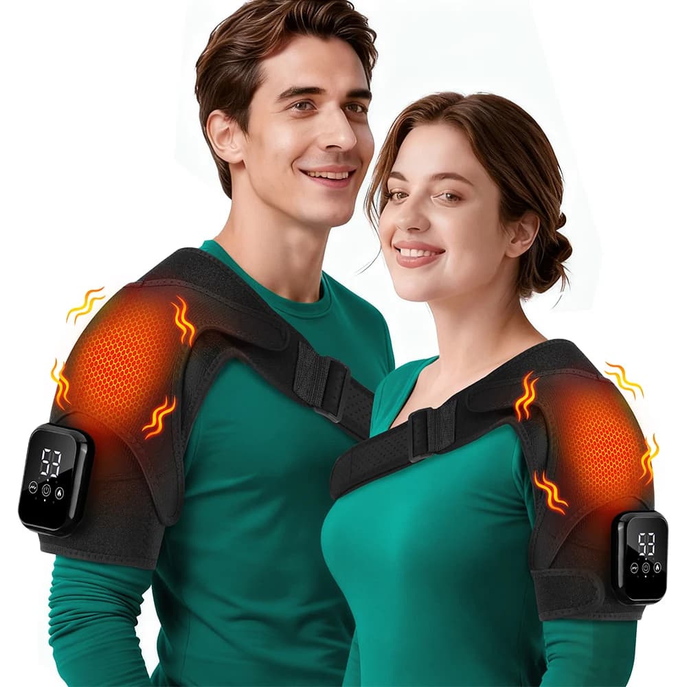 Cuscinetto riscaldante elettrico per spalle Vibrazione Cintura relax muscolare Massaggiatore termico Tutore di supporto per collo e spalla