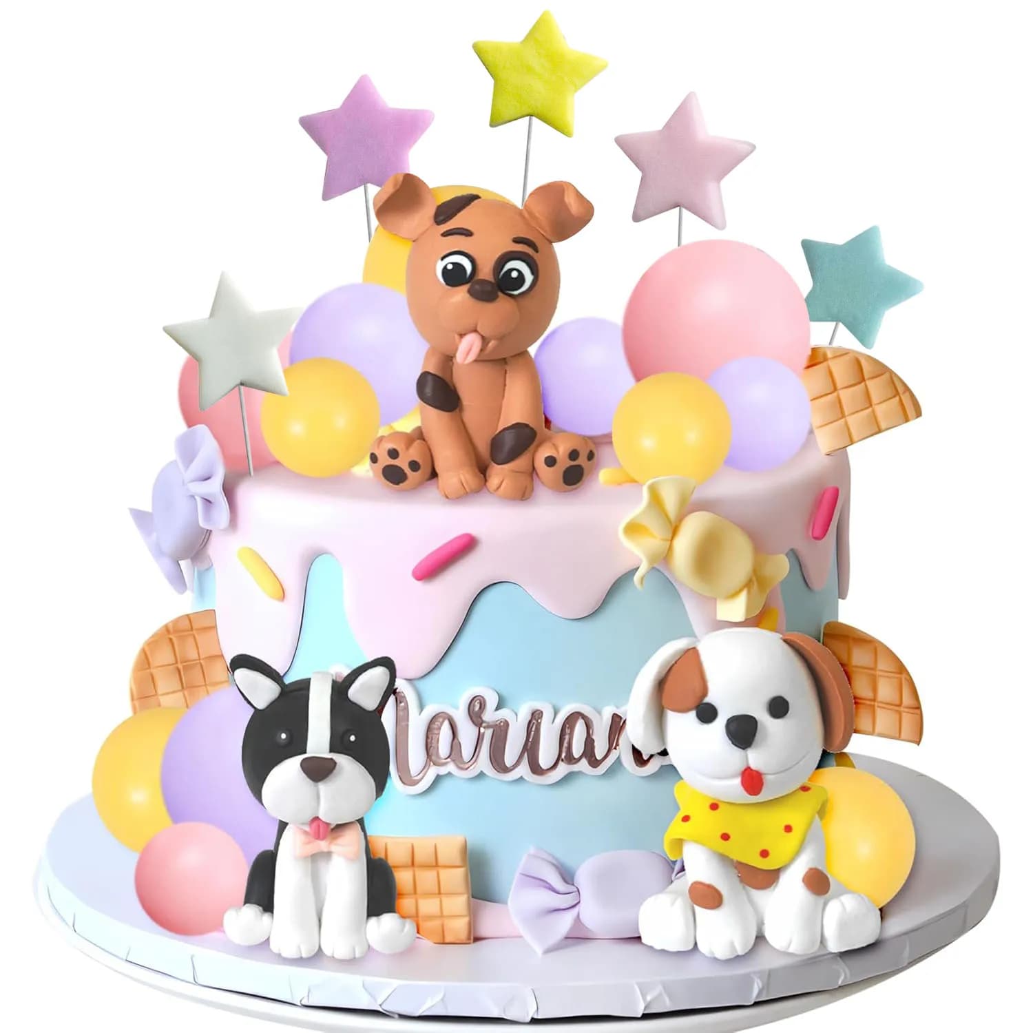 Topper per torta per cani Figurine in argilla Cucciolo di stella per cane Festa di compleanno a tema Zampa Forniture per baby shower per feste per animali domestici per cani carini