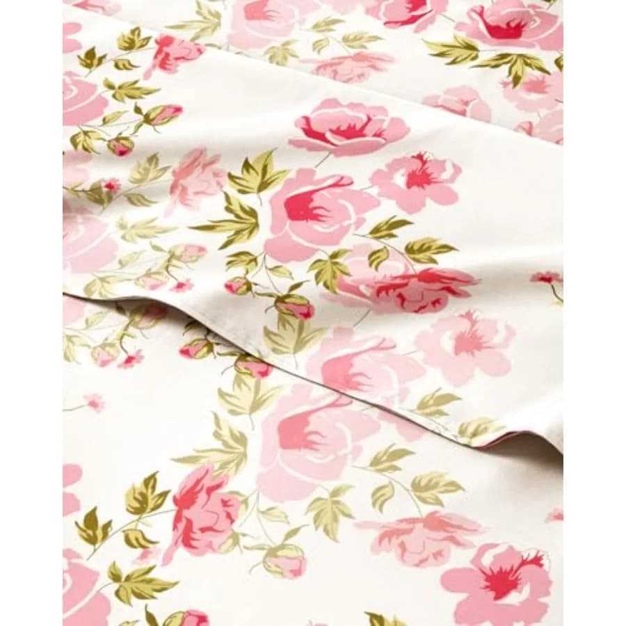 Set Lenzuola Floreali - Set Lenzuola Floreali Rosa - 1 Lenzuolo Piatto, 1 Lenzuolo con Angoli e 2 Federe con Tasche Profonde - Confortevole, Anti-piega e Anti-sbiadimento - B