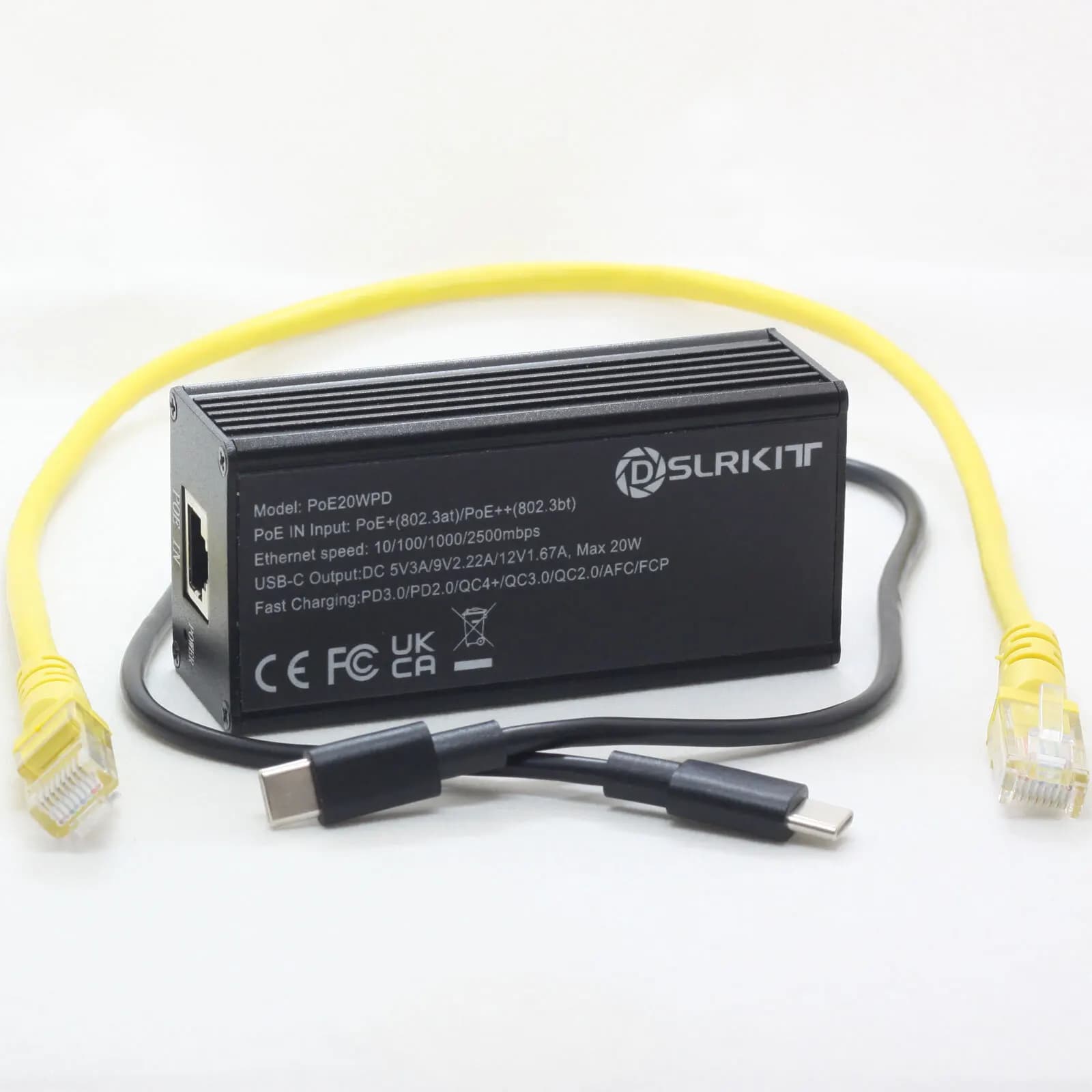 Splitter PoE 2.5Gbps a USB Type-C 20W PD3.0 PPS QC 4+/3.0 802.3at Caricatore Rapido