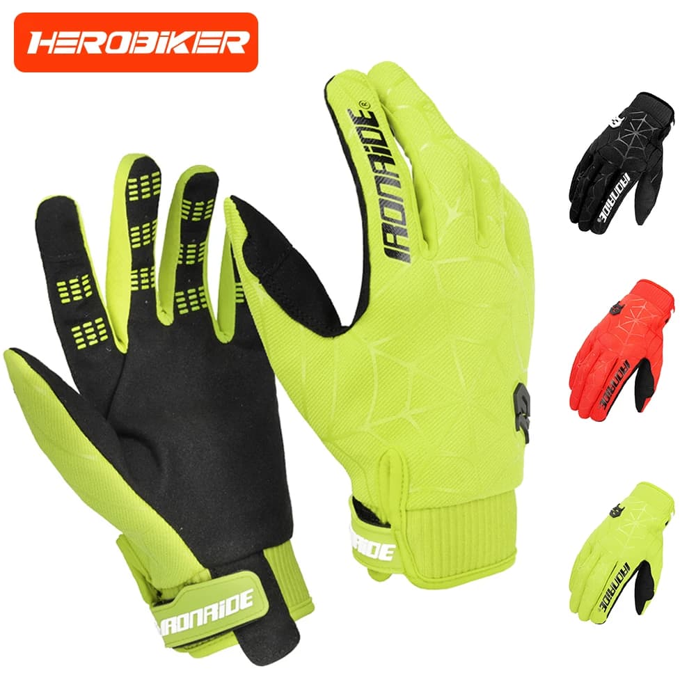 Summer Motorcycle Gloves Anti-slip Full Finger Motocross Riding Gloves Breathable Touch Screen Outdoor Sport