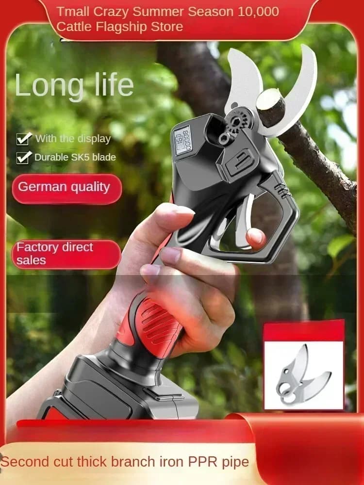 Powerful lithium ion electric shears for tree branches, garden cutting tools