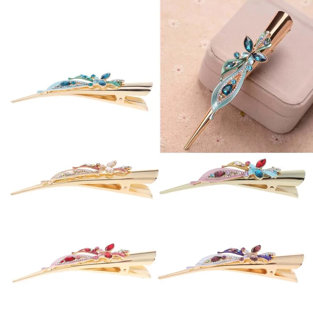 Butterfly Crystal Duckbill Clip Fashionable Alligator Barrette Hair Accessories for Women Gift Party Prom