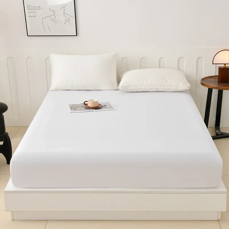 Nuovo lenzuolo con angoli singolo strato, lucidato, ad alto grammatura, per letto rialzato, circonferenza 360 ° Completamente chiuso, tinta unita, semplice