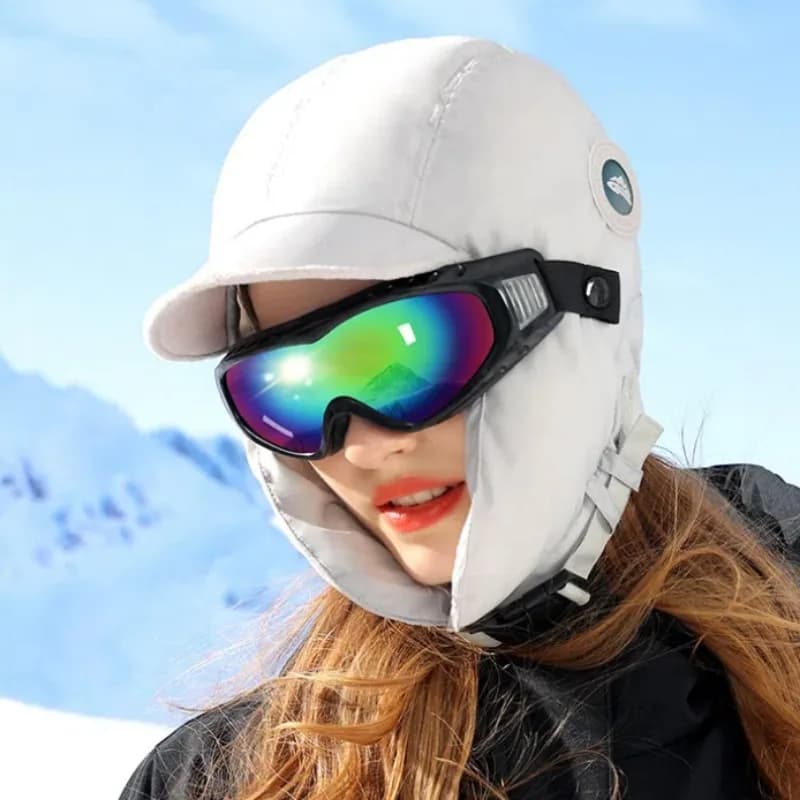 Berretto Thunderhead imbottito antivento e impermeabile, occhiali da sci rimovibili, berretto da volo caldo, sci all'aperto femminile, tenere al caldo l'inverno