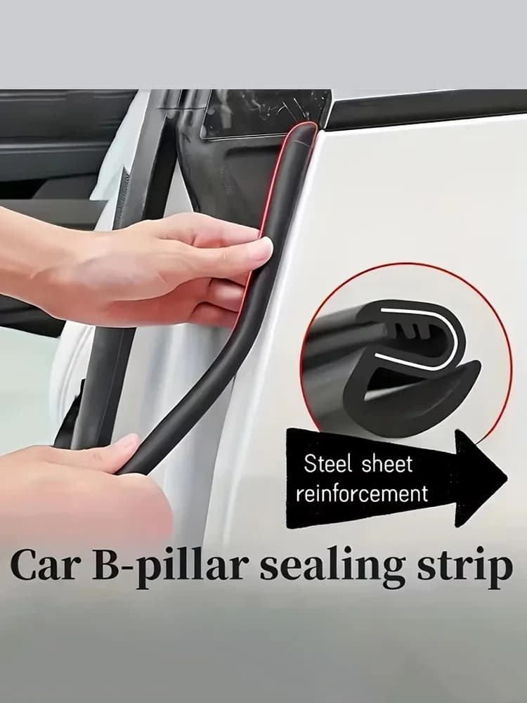 2 Pezzi Guarnizione per Montante B Auto con Barra in Acciaio, Striscia Sigillante per Bordo Portiera Auto, Guarnizione in Gomma per Auto, Strisce Isolanti Acustiche