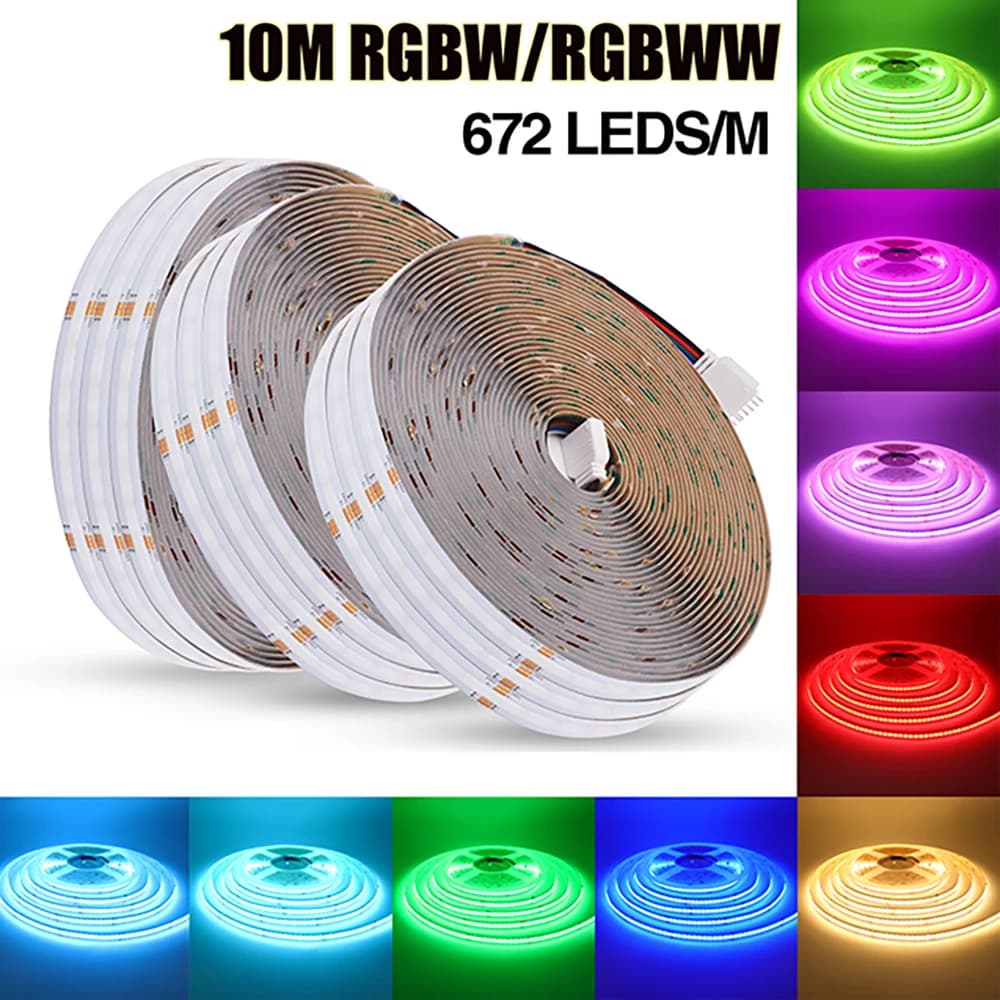 DC 24V 10M RGBW RGBWW COB LED Strip 672LED/M IP20 TV ad alta luminosità Retroilluminazione Decorazione della stanza Nastro flessibile Nastro LED Diodo