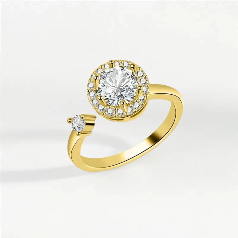 Anello Antistress di Lusso in Cristallo, Gioiello Rotante per Dita, Anelli di Fidanzamento per Signore, Accessori Regalo