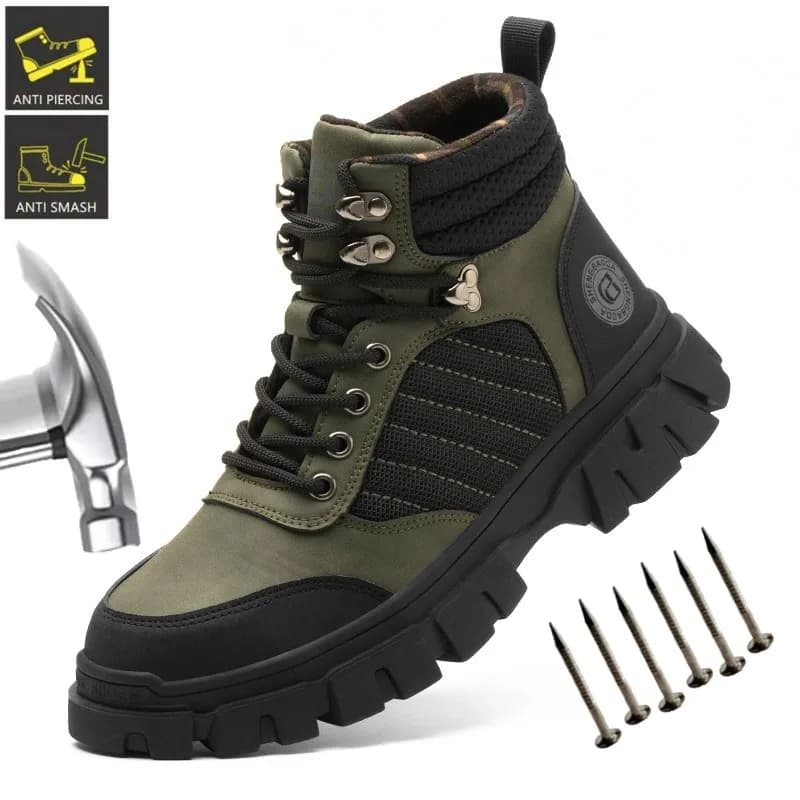 Scarpe antinfortunistiche industriali antiscivolo Stivali antinfortunistici alti alla caviglia con supporto per la caviglia Scarpe antinfortunistiche da magazzino antiscivolo anti-sfondamento