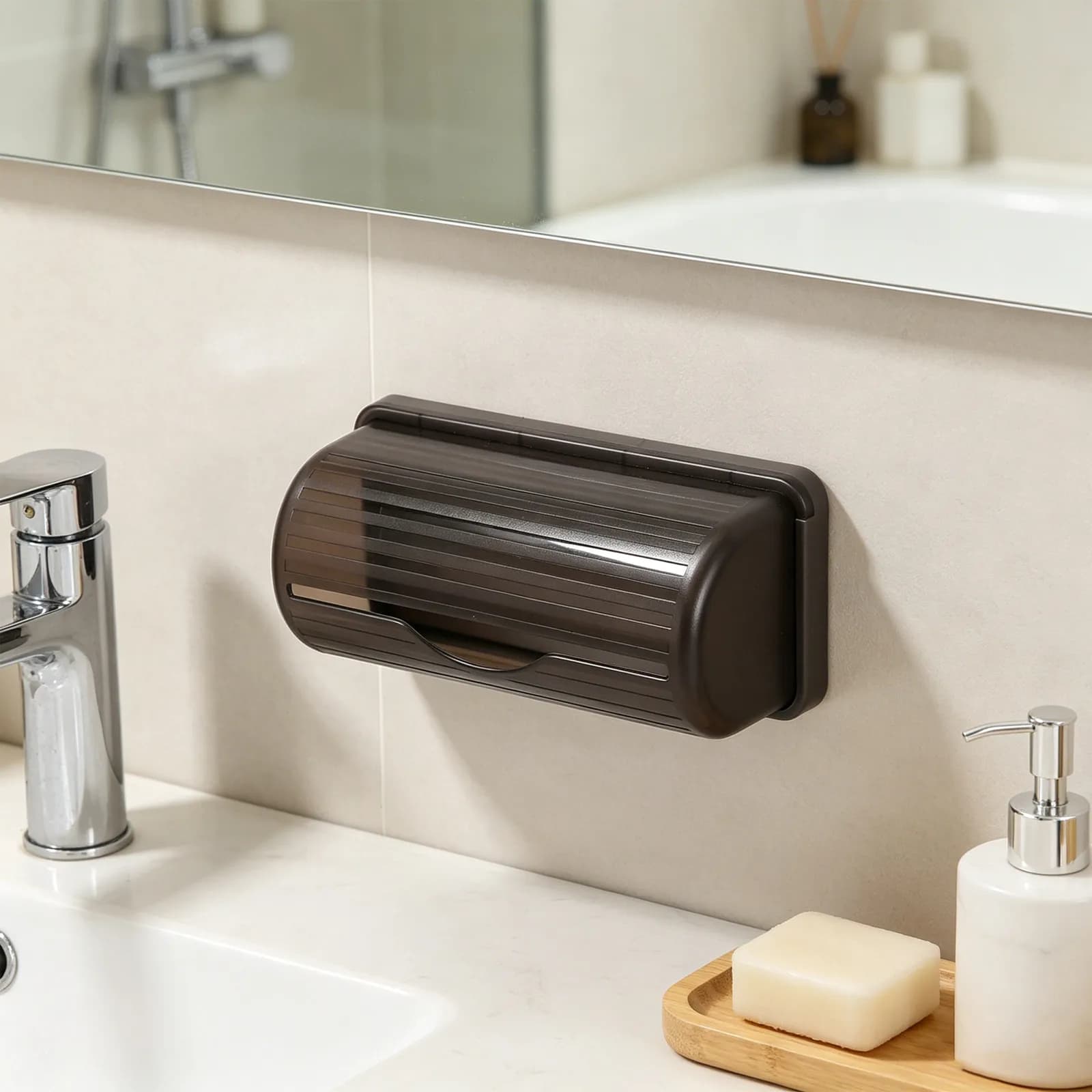 Wall Mounted Trash Bag Box Fits 6x2.36" Roll Storage Container Garbage Dispenser Organizer Plastic For Kitchen Cabinet Door