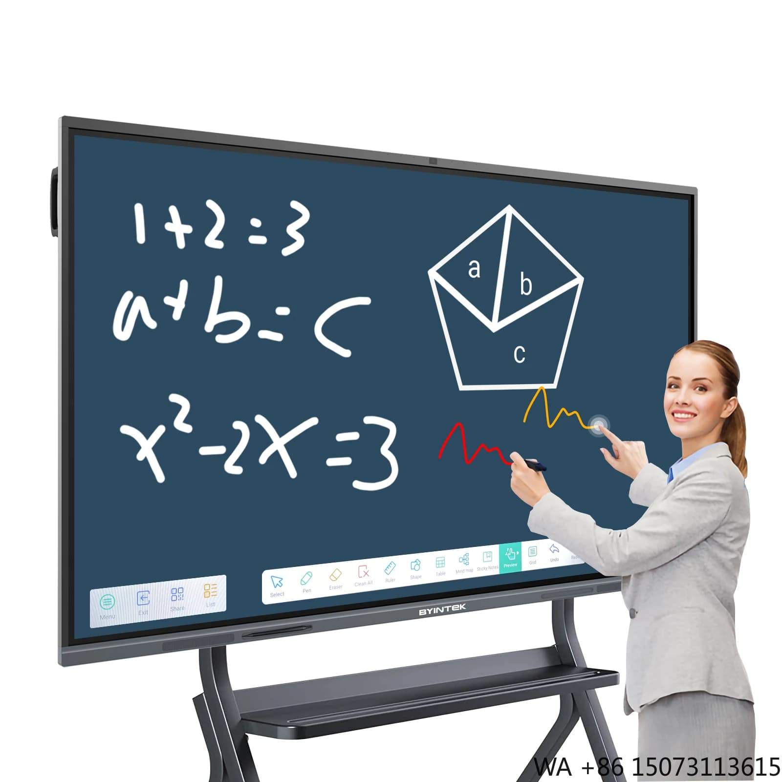 Lavagna Interattiva Smart da 86 Pollici per Scuola e Ufficio, Schermo Touch Screen Digitale Android LED Bianco Anti-Riflesso