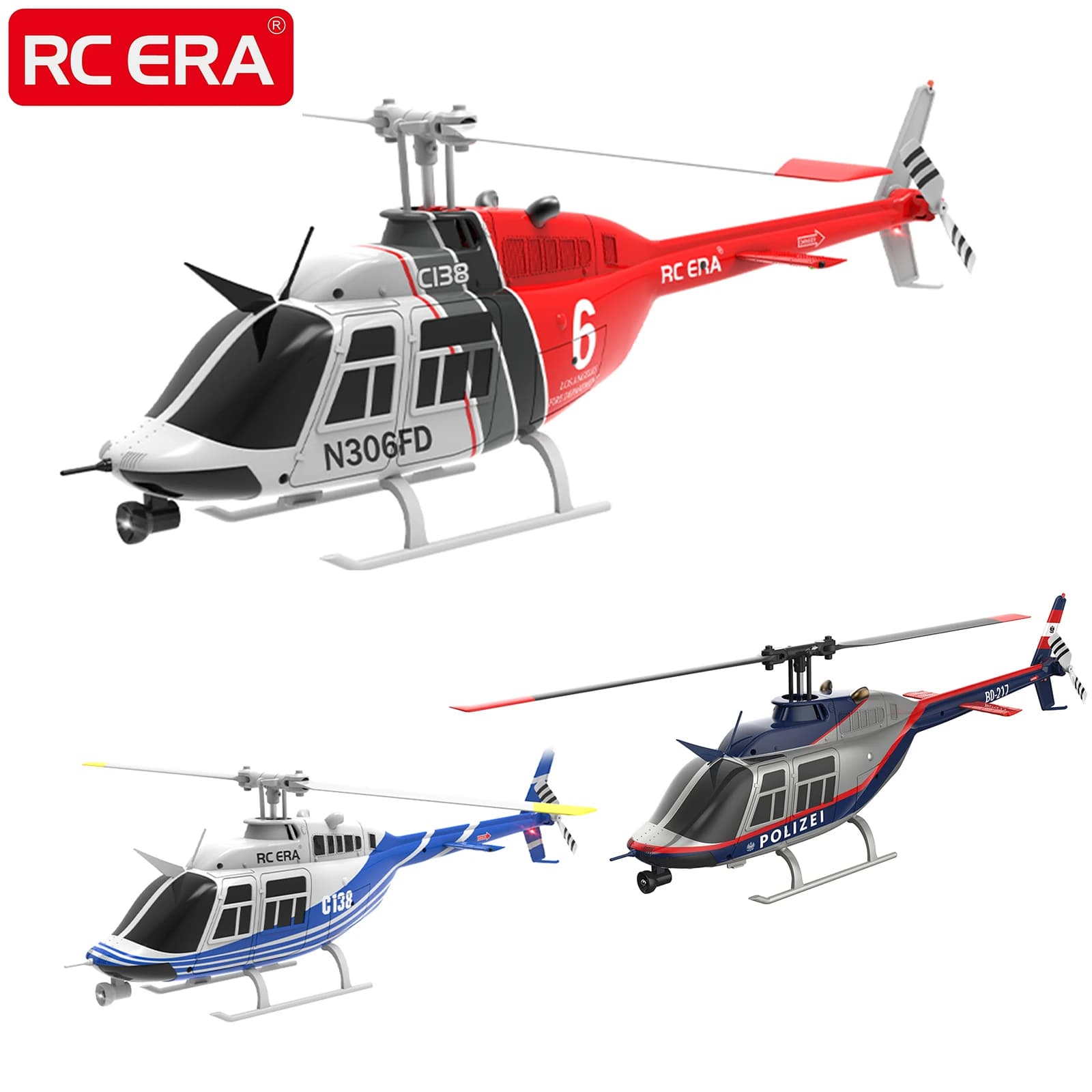 RC ERA C138 BELL 206 Jet Ranger Giroscopio a 6 assi Stabilizzato Mantenimento dell'altitudine 4 canali RC Elicottero Aereo Hobby per adulti RTF VS XK K123