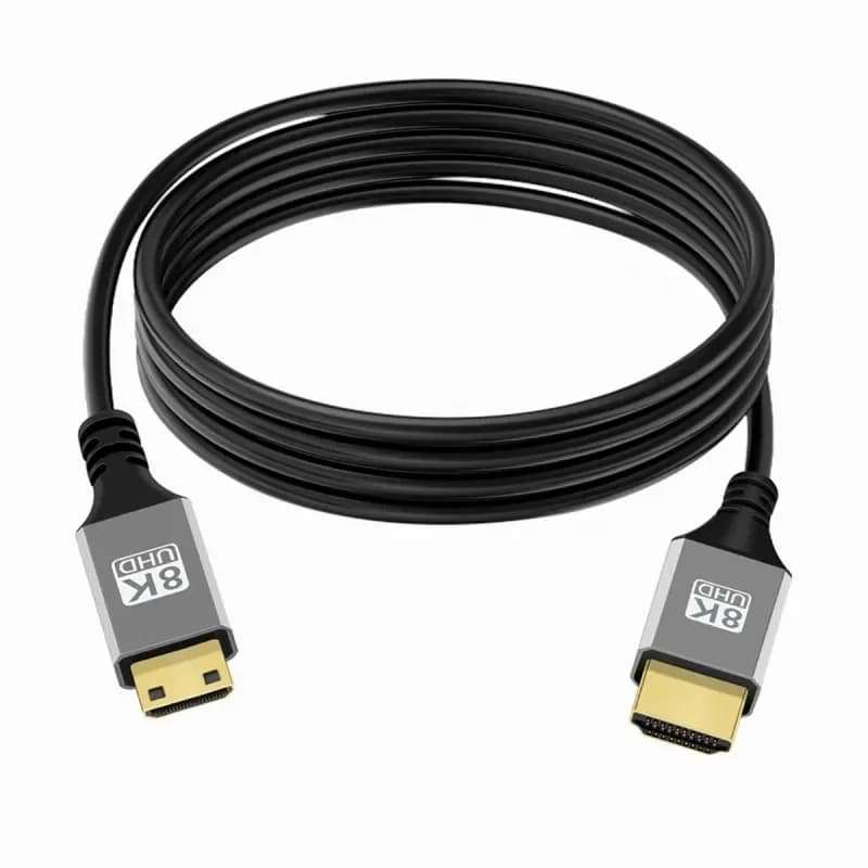Ultra Slim HDTV Cable 8K Mini HDMI 2.1 Compatible 4K @60Hz, Ultra Flexible cable Type-A to Type-C for Camera and HDTV