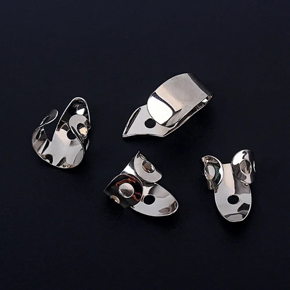4Pcs Metal Finger Picks Small Guitar Finger Protector Multi-Use Acoustic Banjo Thumb Picks Thumb Pick Guitar Fingertip Protector