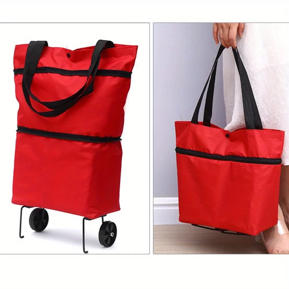 Reusable Grocery Bag on Wheels Shopping Bag with Wheels, Detachable Roller Tote Bag, Luggage Bag, Used for Shopping, Camping