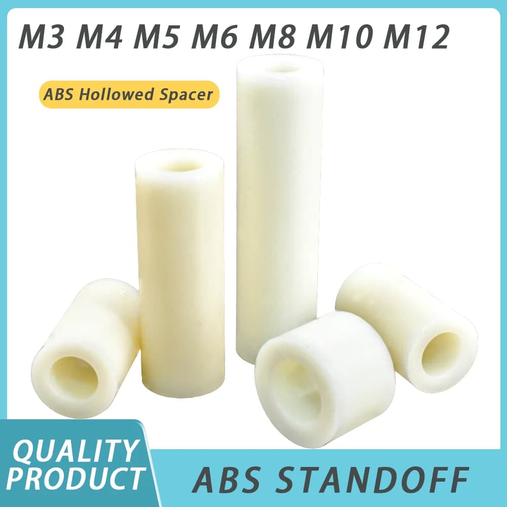 M3 M4 M5 M6 M8 M10 M12 Nylon bianco Distanziatore non filettato ABS Rotondo Hollow Standoff Rondella PCB Supporto TV Installare Colonna Pilastro