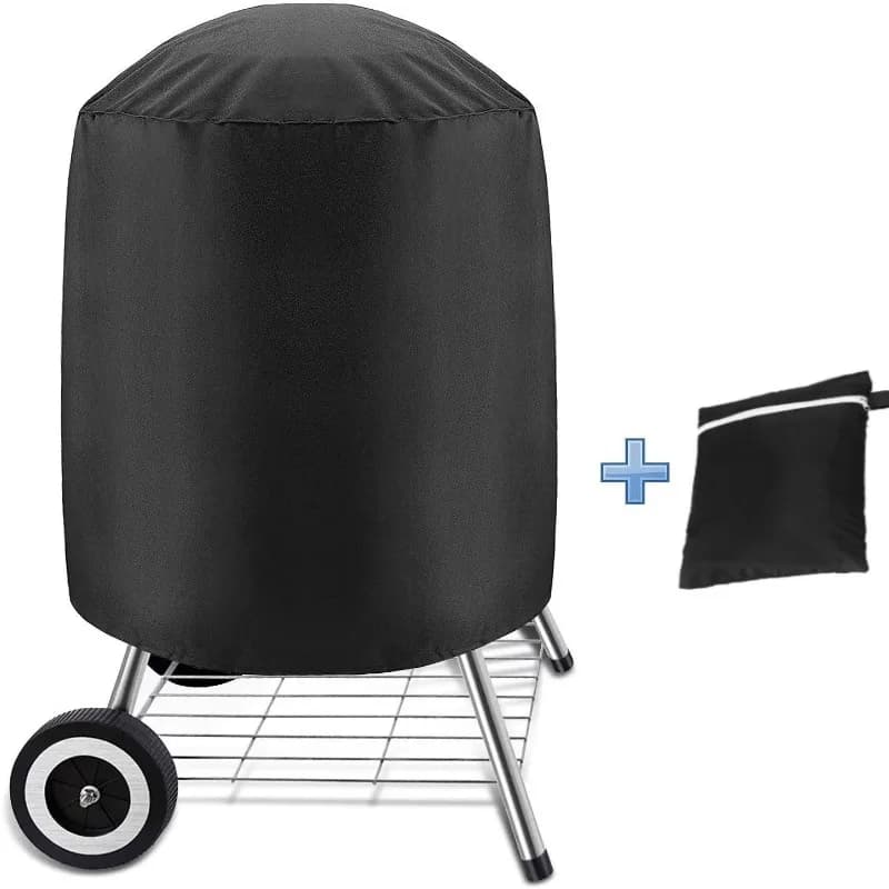 BBQ Cover Outdoor Dust Waterproof Weber Heavy Duty Grill Cover Rain Protective outdoor Barbecue cover round bbq grill black