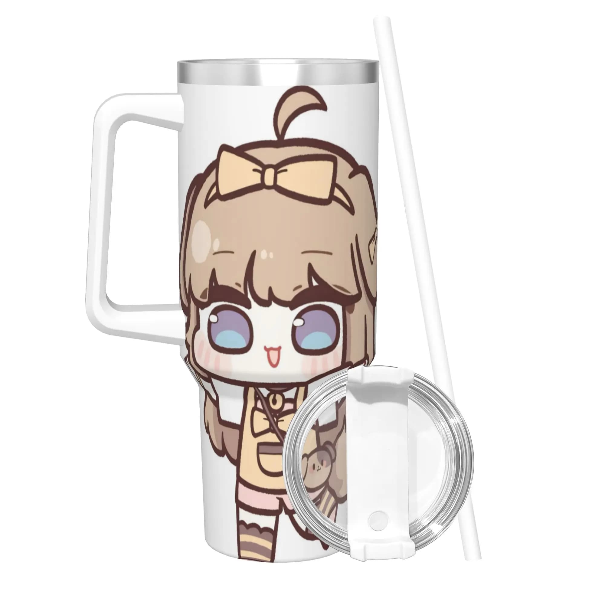 Borraccia Termica Isolante Trickcal C-Chibi Go Games con Cannuccia, Tazza Sottovuoto a Doppia Parete, 40oz