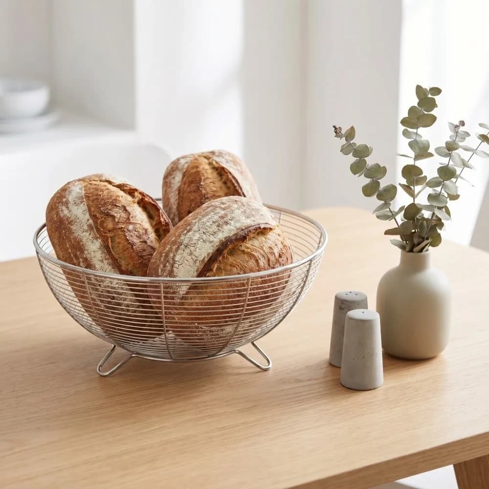 Cestello per Frutta in Acciaio Inox Traspirante, Cestello Scolapiatti a Treppiede, Cestello Rotondo per Verdure, Contenitore per Alimenti