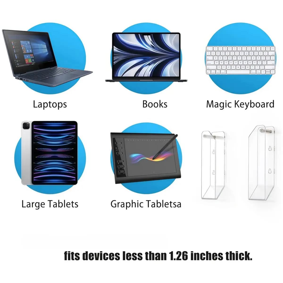 Supporto da parete/da tavolo per laptop, organizer con vassoio e base di ricarica per laptop, supporto da scrivania per T