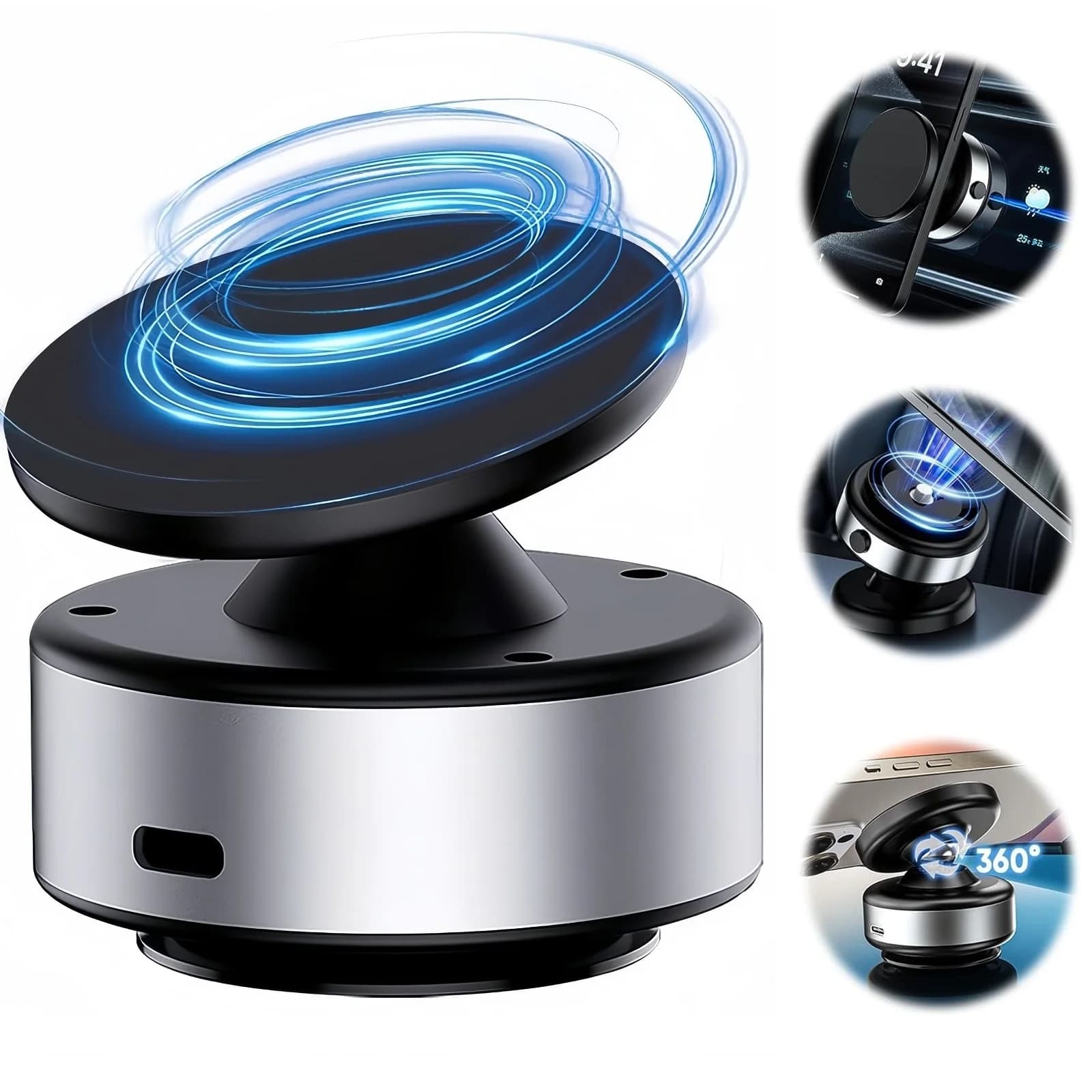 Supporto per telefono magnetico con aspirazione elettrica per supporto da palestra per auto 360 ° Supporto per telefono con ventosa Rotazione Magsafe per smartphone