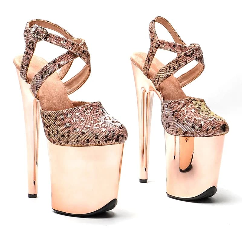 Leecabe 8 pollici/20 cm leopardo glitter superiore punta chiusa piattaforma tacchi alti esotici sandali da festa pole dance scarpe