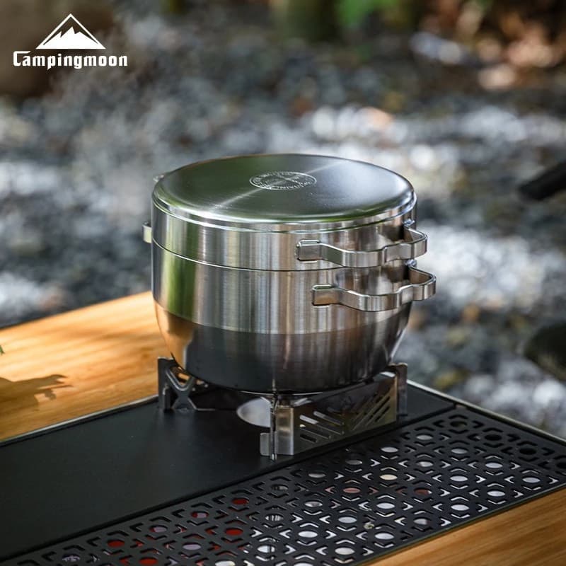 New DO-25 Thick Stainless Steel Outdoor Hanging Pot Cookware Stewed Pot Camping Multi purpose Frying Pan Boiling Pot Dutch Pot
