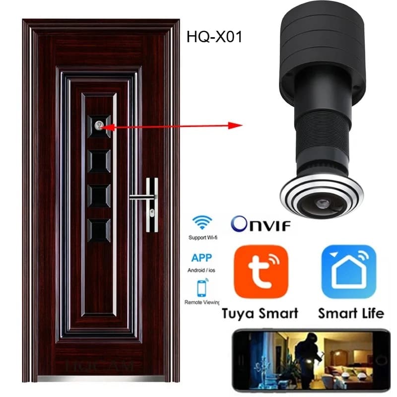 Sicurezza 1080P Mini Wifi porta foro per gli occhi telecamera IP grandangolare obiettivo FishEye 1.66mm spioncino CCTV rete Audio corno P2P Onvif Tuya