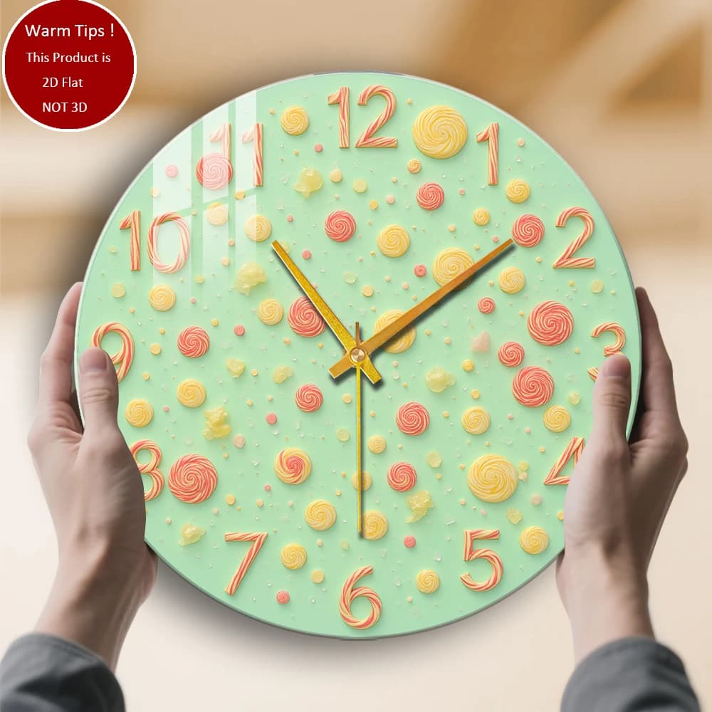Tempered Glass Wall Clock Candy Theme Clock Design Suitable for home or table room wall decoration everywhere