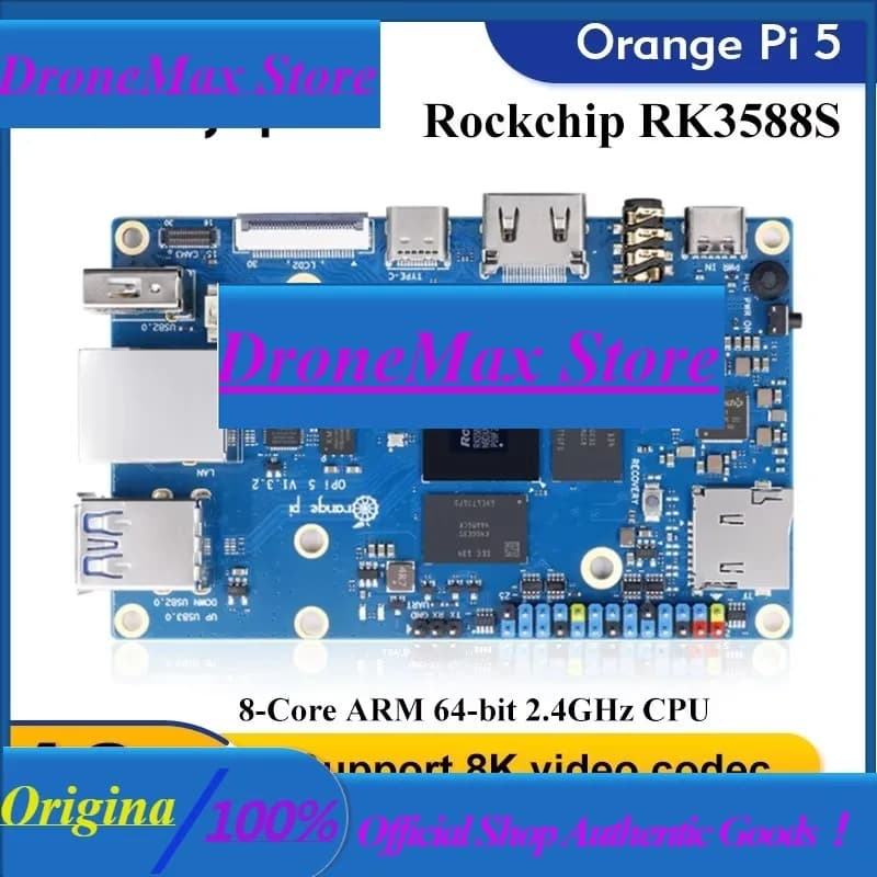DroMaOrange Pi 5 16GB RAM Single Board Computer RK3588S PCIE Module External WiFi+BT SSD 8K Orange Pi5 Development Board Run And