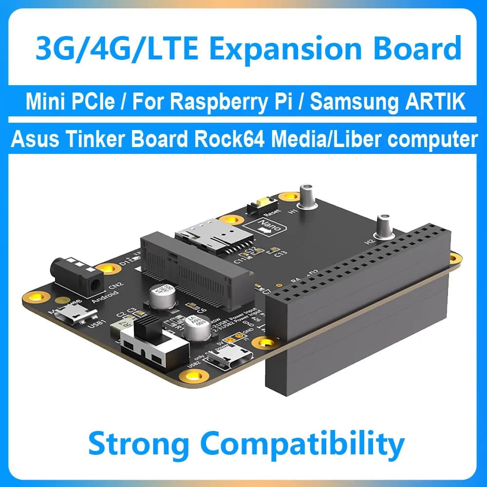 Raspberry Pi 3G/4G/LTE HAT Mini PCIe 40gpio expansion module for Samsung ARTIK /Rock64 /Asus Tinker /Latte Panda
