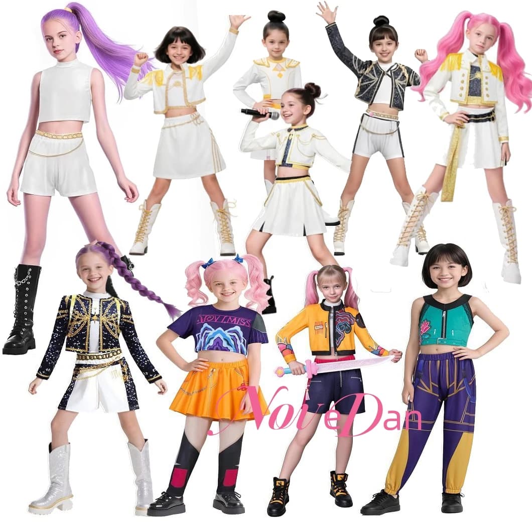 Huntrix Golden KPDH KDPop Rumi Mira Zoey Costume Cosplay Children Girls Birthday Party Halloween Dresses for Theatre Shows