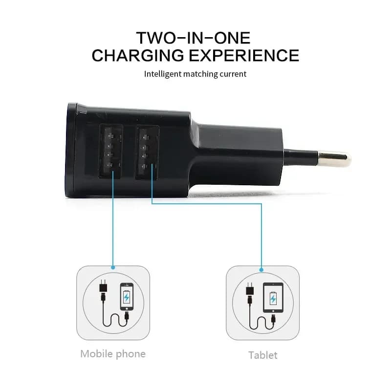 Adattatore da parete USB da viaggio con spina EU 5V 2A per iPhone XS X Max Huawei P30 Samsung S9 Plus