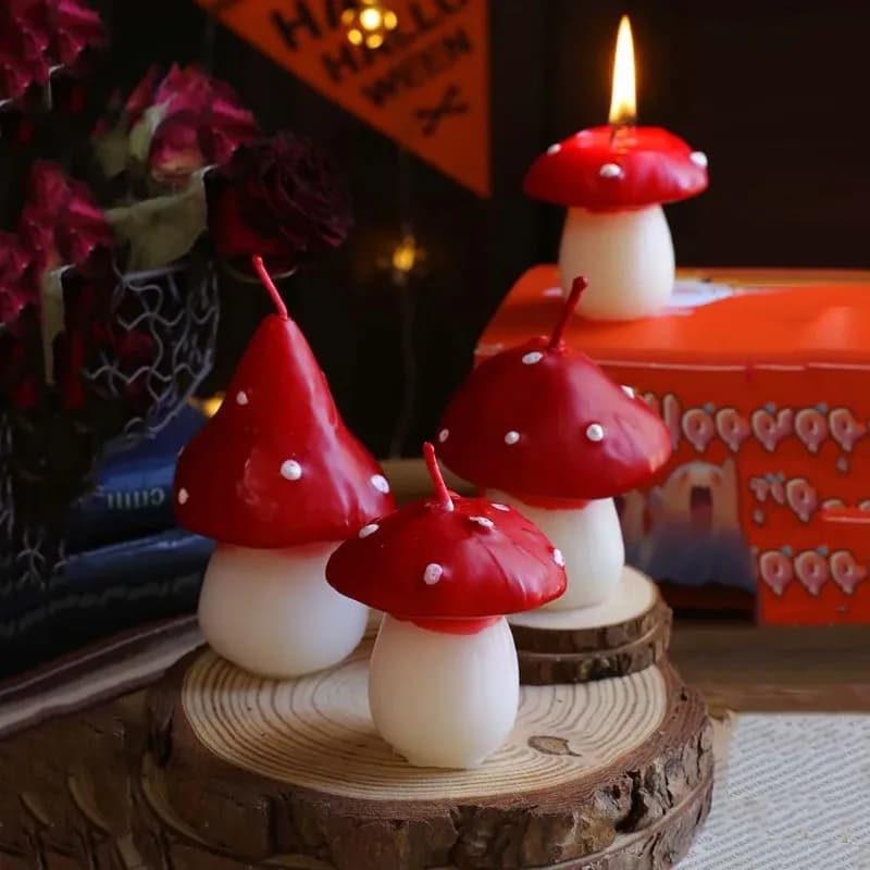 Candele aromatiche di Halloween per la decorazione della stanza Set regalo di candele autunnali con funghi, zucca, spezie, per il Giorno del Ringraziamento