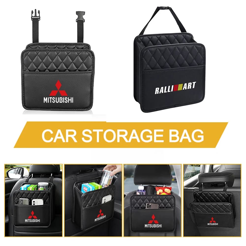 Seggiolino auto Borsa portaoggetti sospesa in pelle Scatola portaoggetti vari Accessori interni per stivaggio automatico per MITSUBISHI Ralliart Lancer Asx