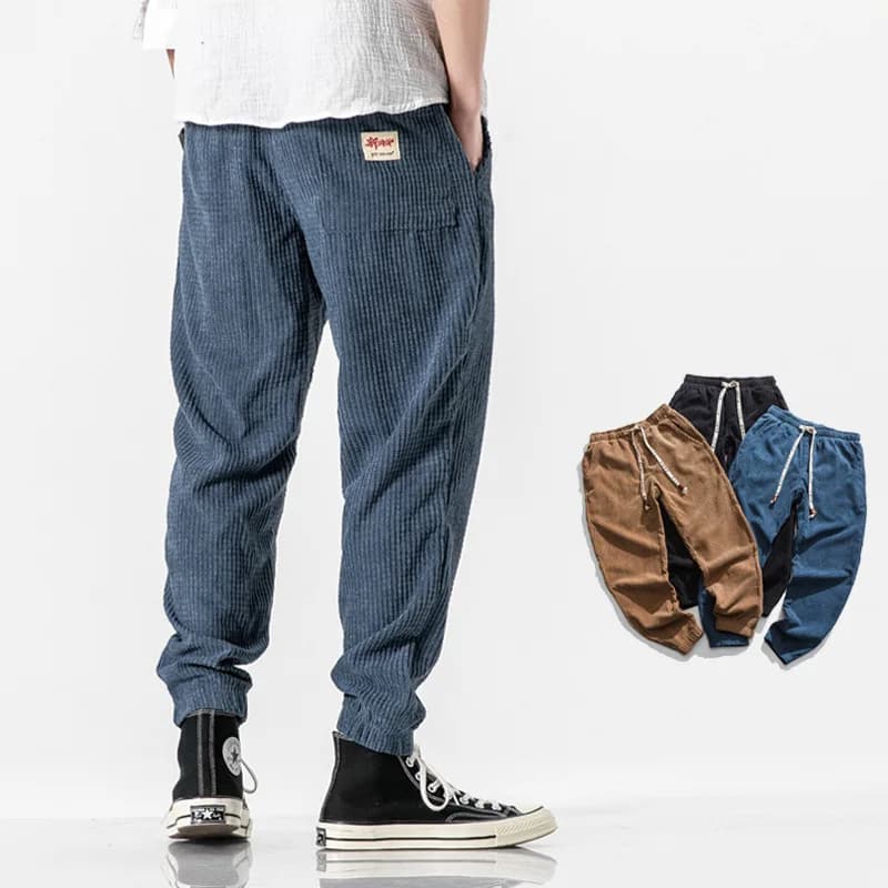2025 Nuova Primavera Autunno Pantaloni casual da uomo lavati larghi giapponesi leggings di velluto a coste pantaloni da uomo alla moda tinta unita