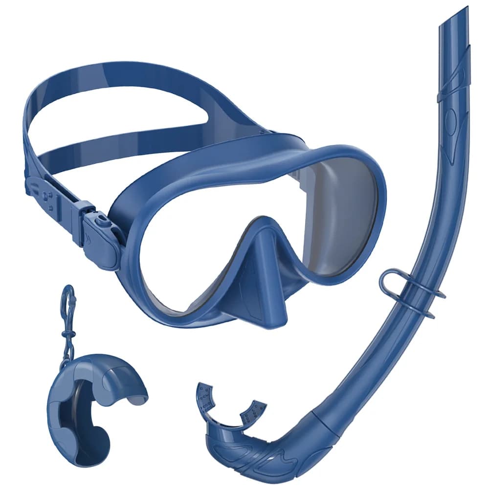 Set of HD Frameless Panoramic Snorkeling Masks with BC Pocket Swimwear for Wet Snorkeling in Tempered Glass with Ultra Wide View for Adults