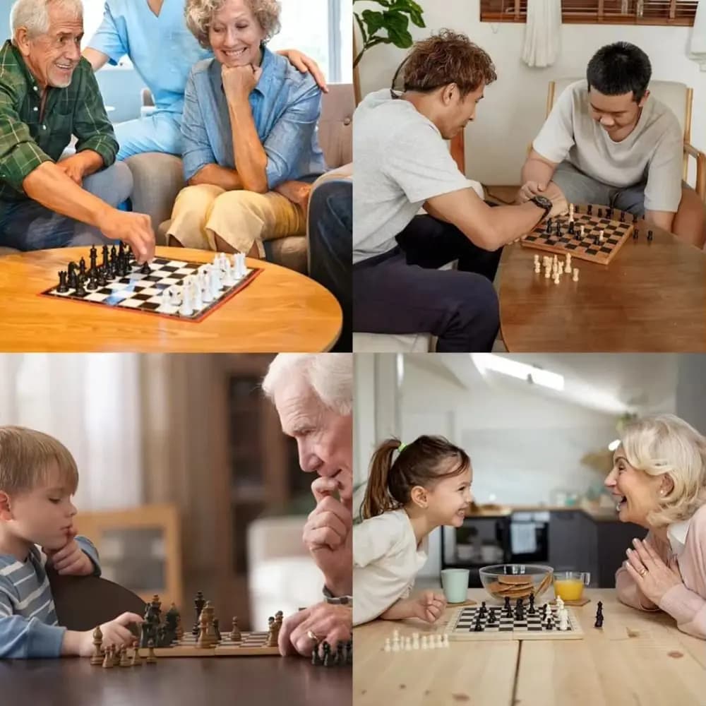 Set di Scacchi Internazionali Bianco e Nero da 32 Pezzi, Gioco di Scacchi in Plastica per Migliorare l'Intelligenza