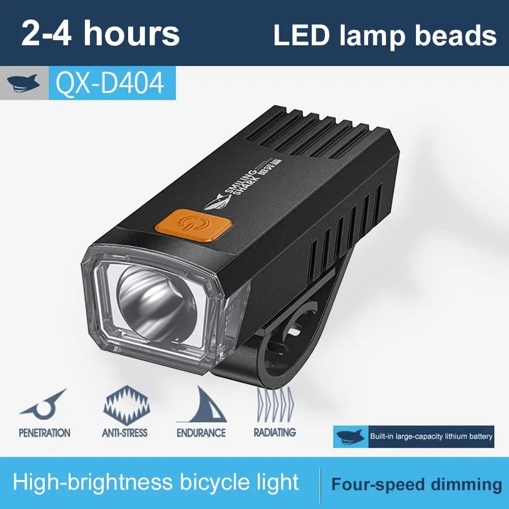 Luce per Bicicletta con Quattro Livelli di Regolazione, Faro Impermeabile per MTB e Bici da Strada, Lampada Torcia, Accessori per Ciclismo