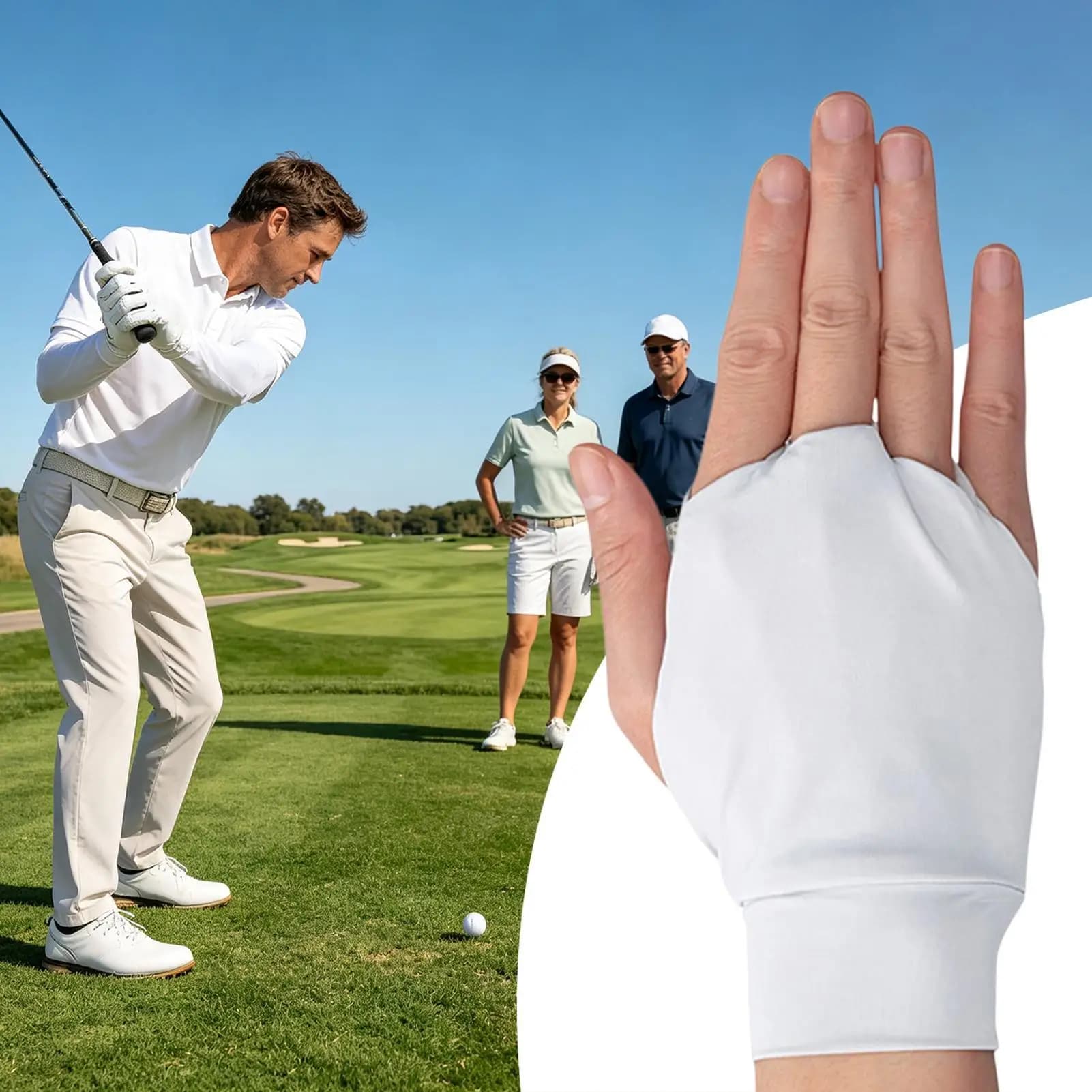 Golf Glove UPF 50 Protection Finger Mitt Golf Anti Pilling Gloves For Course Training Match Tournament Outdoor Range Gym Court