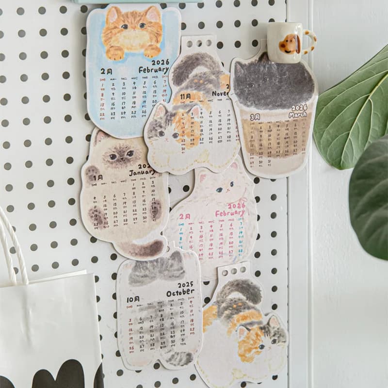 Simpatico gatto calendario da tavolo cartone animato mini portatile ritorno a scuola bambini studenti regalo carino ufficio casa scrivania giorno studio arredamento organizzatore