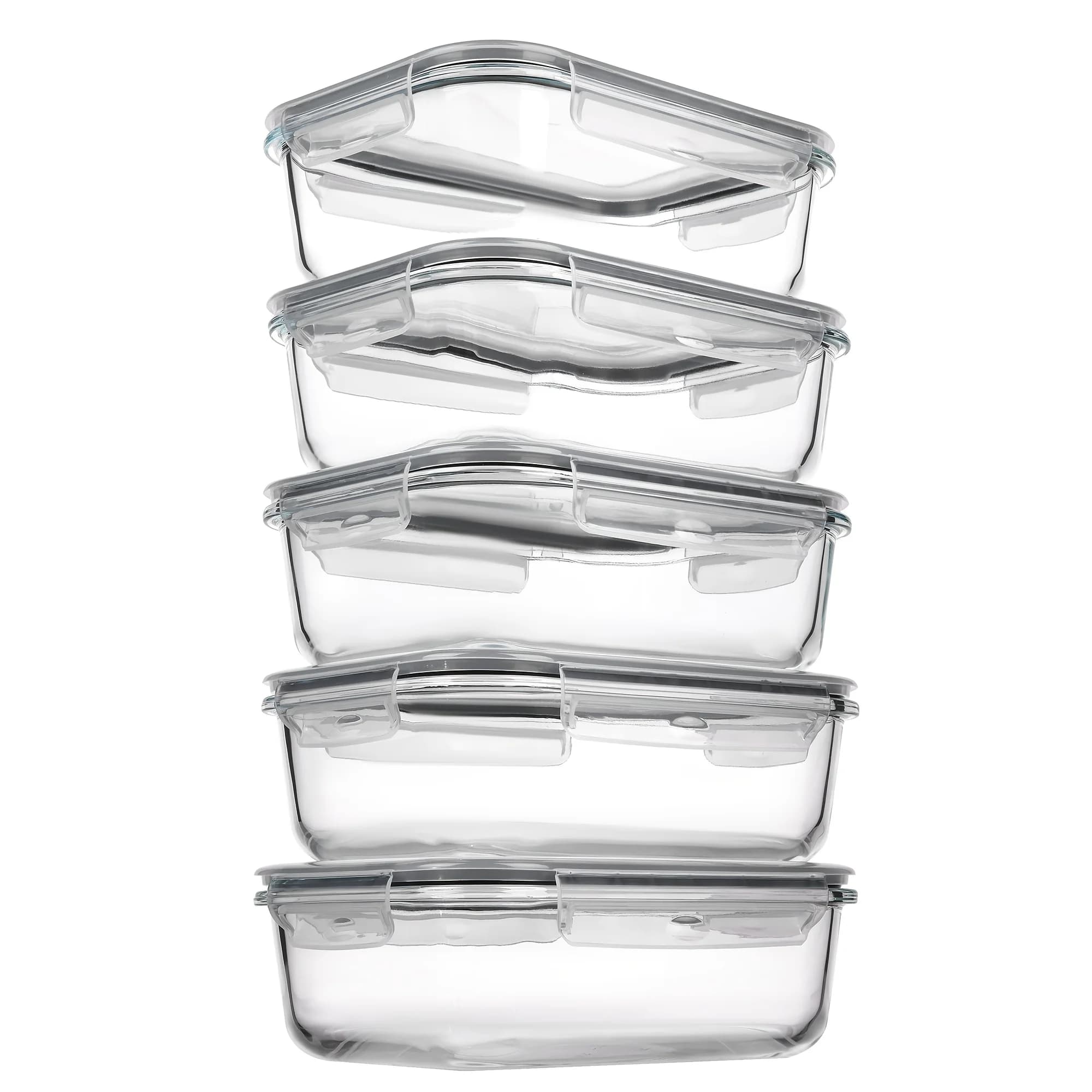 Vtopmart Set di 5 Contenitori in Vetro da 35oz per Alimenti con Coperchi, Contenitori per Mantenere la Freschezza, Set di Contenitori Ermetici Riutilizzabili per Preparazione Pasti e Pranzo