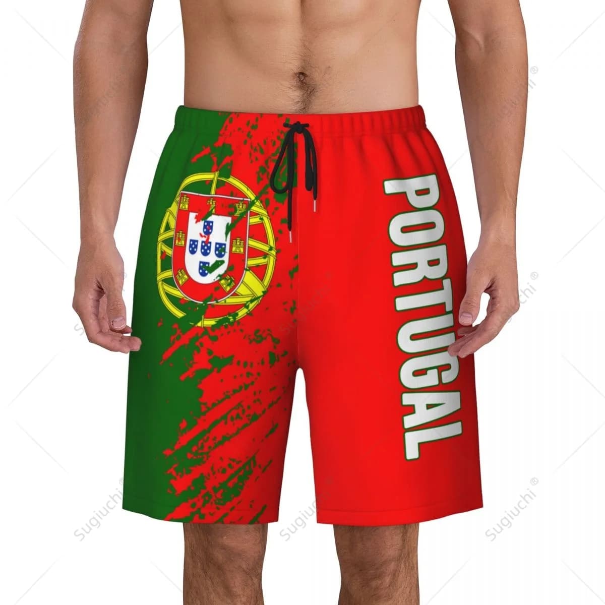Pantaloni da spiaggia con bandiera del portogallo da uomo pantaloncini da surf surf ragazzi calcio ciclismo costumi da bagno in esecuzione poliestere