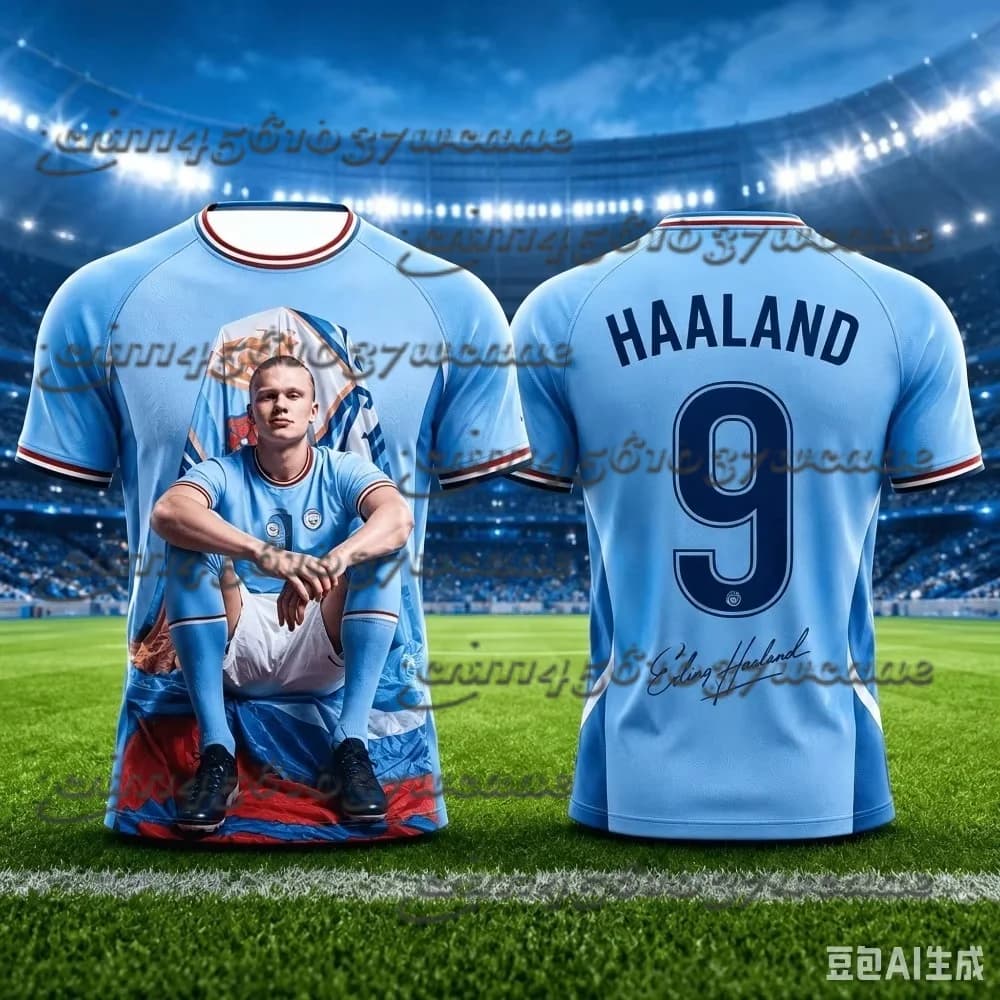 Haland's Summer 3D Printed Summer Children's Sportswear Football Jersey and T-shirt Is Suitable for Active Wear FamilyMatching