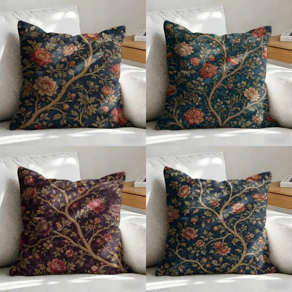 Fodera per cuscino ricamata con fiori selvatici, in morbido peluche corto, texture liscia e accogliente, estetica, per decorazioni domestiche