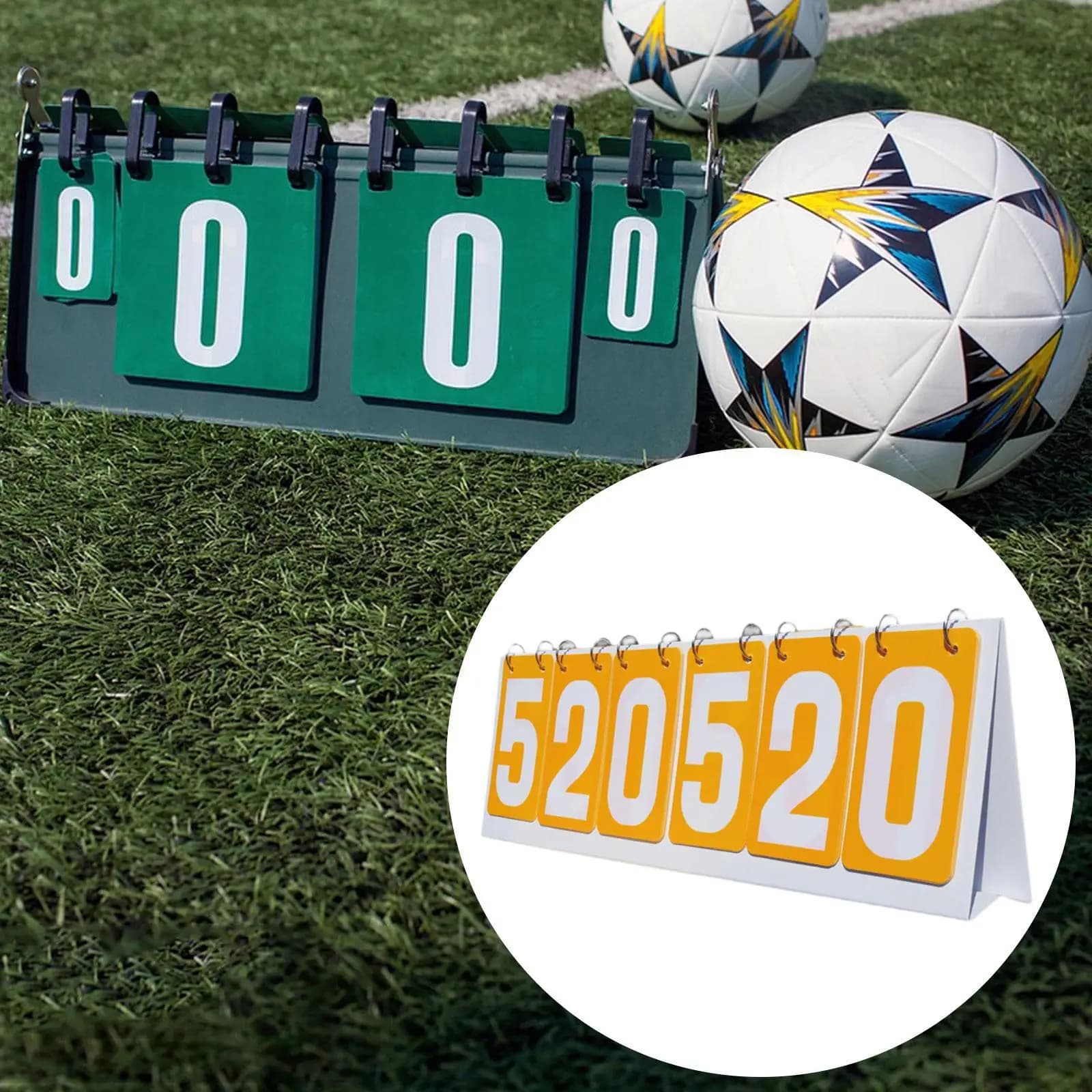 Tabellone Segnapunti Portatile in PVC a Sei Cifre con Pannello Ribaltabile per Partite di Basket, Calcio e Pallavolo
