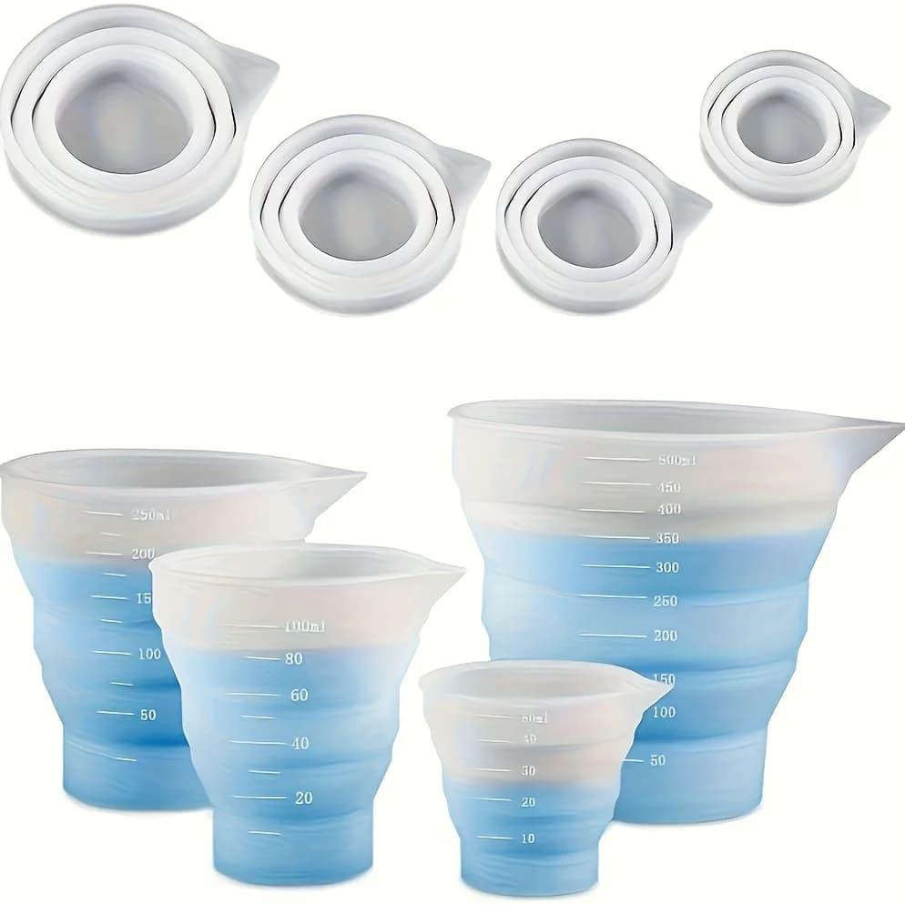 Tazza dosatrice pieghevole in silicone da 50-500 ml, contenitore portatile multiuso per liquidi, tazza per miscelare in silicone per gioielli fai da te in resina epossidica H