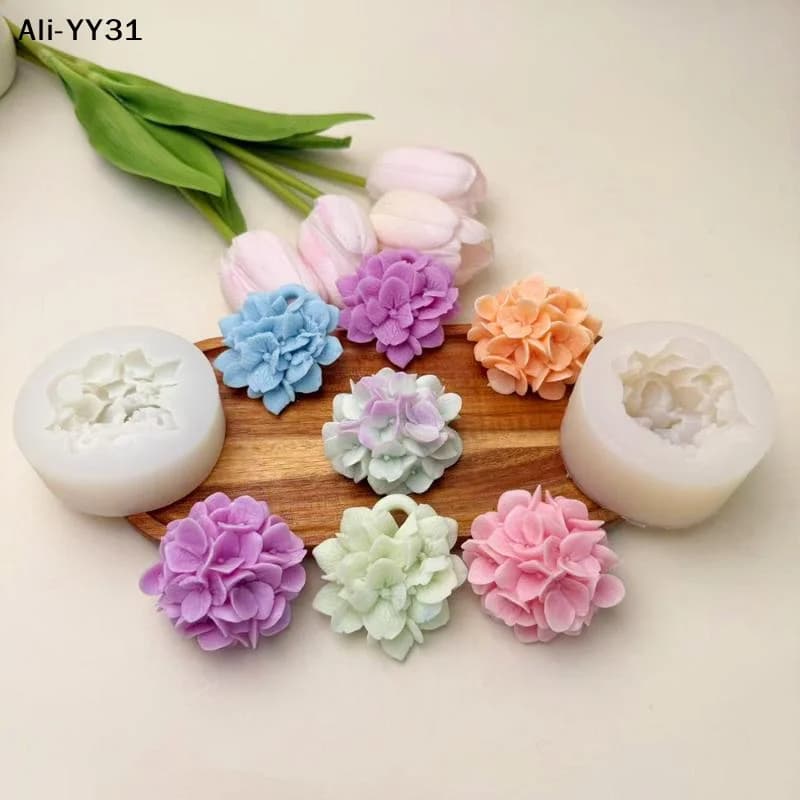 Stampo in silicone a forma di fiore di ortensia per fai da te, candele aromatiche, gesso, resina, argilla, decorazioni per torte e pasticceria