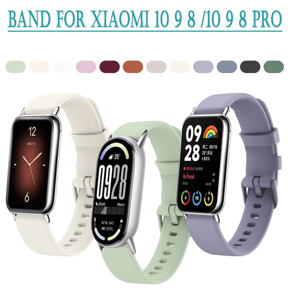 Silicone Sports Strap for Xiaomi Band 10 9 8, Replacement Bracelet for Xiaomi Band 8 9 10 Pro Redmi 4 5