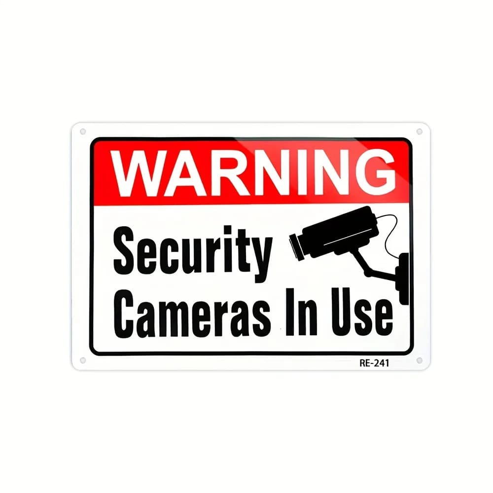 Modern 2D Flat Aluminum Wall Art 12x8 Inch Waterproof Security Camera Warning Sign for Yard House Alley Room Decor